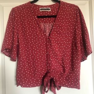 Abercrombie & Fitch red polka dot top - size M